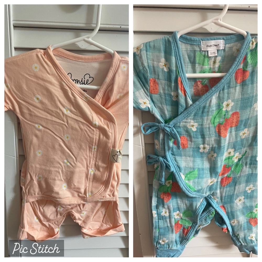 Adorable infant outfits by Bonsi and Angel Dear; Size 0-3. Hardly worn.